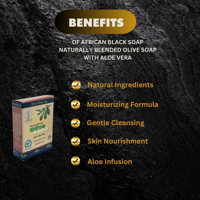 African Black Soap Naturally Blended Olive Soap with Aloe Vera 3.5oz - OUMY