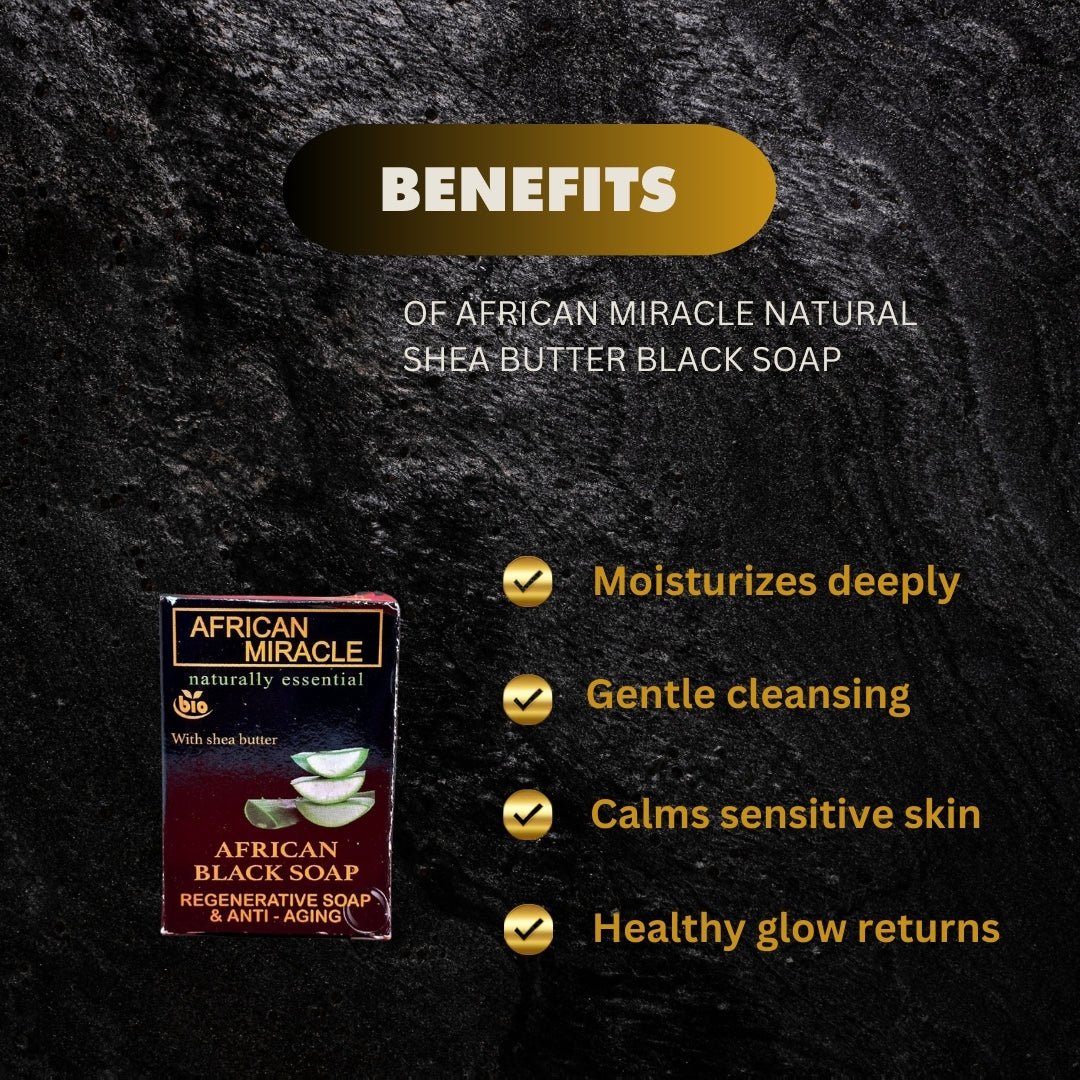African Miracle Natural Shea Butter Black Soap 200g - OUMY
