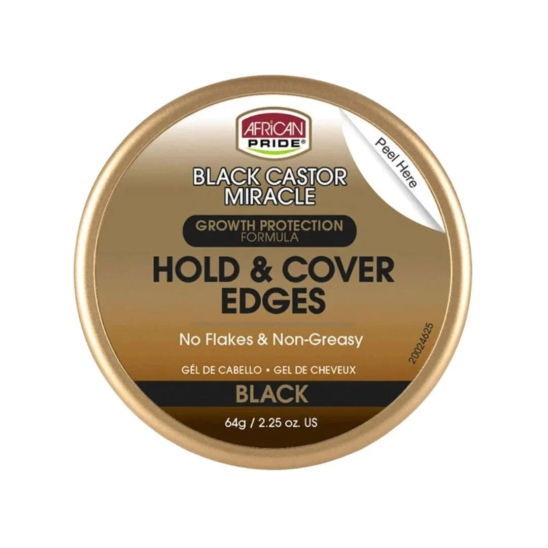 African Pride Black Castor Miracle Hold & Cover Edges 2.25 oz - OUMY