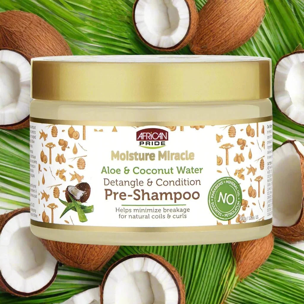 African Pride Moisture Miracle Aloe & Coconut Water Pre-Shampoo 12 oz - OUMY