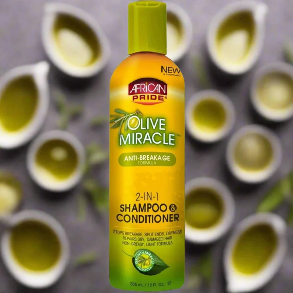 African Pride Olive Miracle 2 In 1 Shampoo & Conditioner 12 oz - OUMY