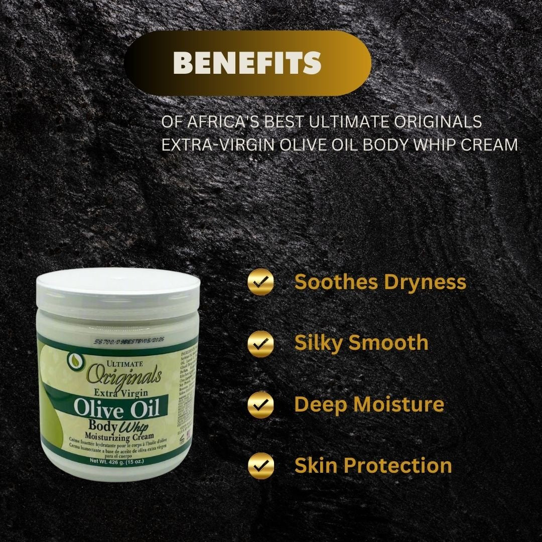 Africa's Best Ultimate Originals Extra-Virgin Olive Oil Body Whip Cream 15oz - OUMY