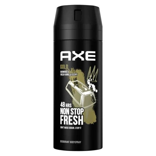 AXE Gold Deodorant Body Spray Vanilla & Wood Fragrance 150ml | 5.07oz - OUMY
