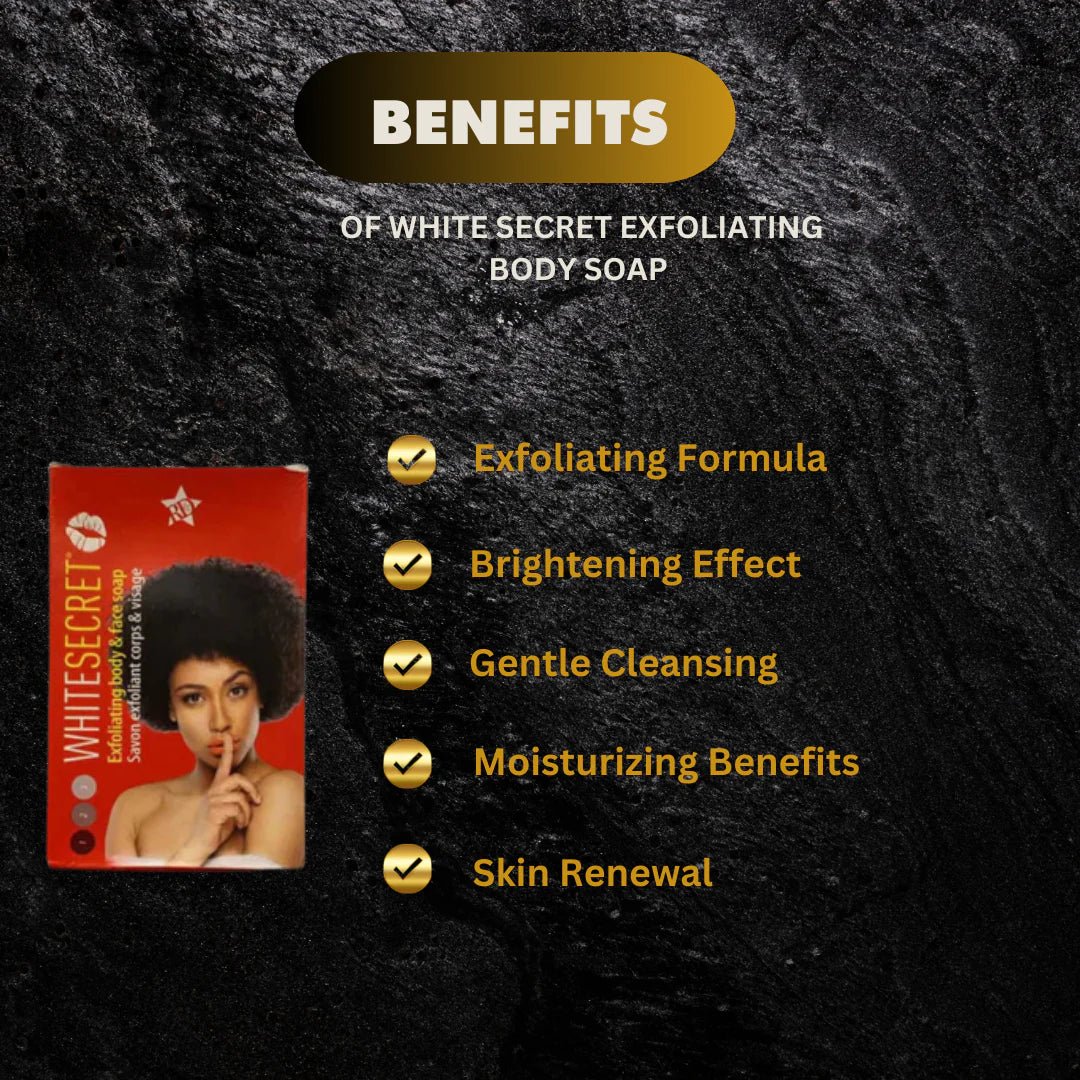 White Secret Exfoliating Body & Face Soap 190g – Smoothing Cleansing Bar - OUMY